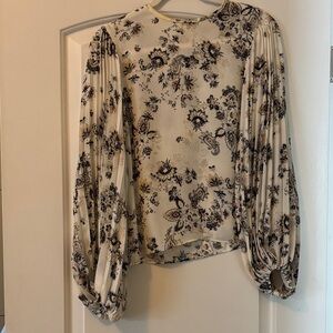 Express Ivory and Black Patterned Blouse